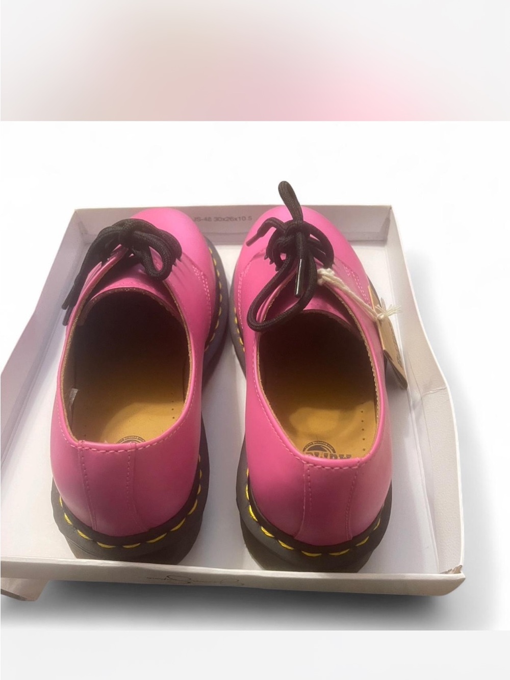 Dr. Martens Pink 3-Eye Oxford Shoes with Black Laces - Picture 4 of 4